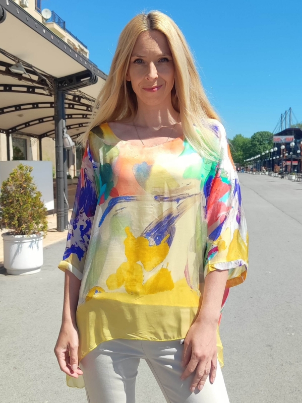 Elegant silk blouse with abstract print | Unique Fashion