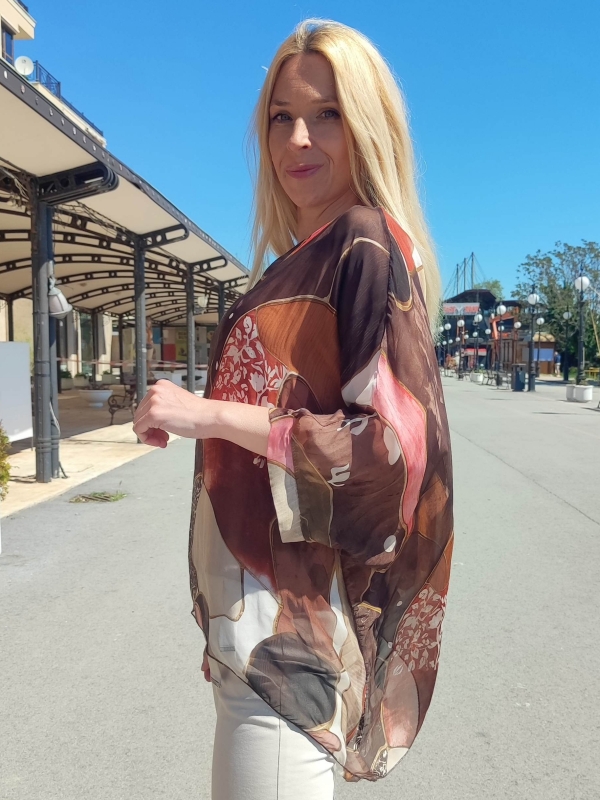 Italian silk blouse with abstract print | Unique Fashion