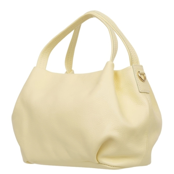 Elegant handbag in a delicate yellow color, made of high-quality genuine Vera Pelle leather for the online store Unique Fashion.
