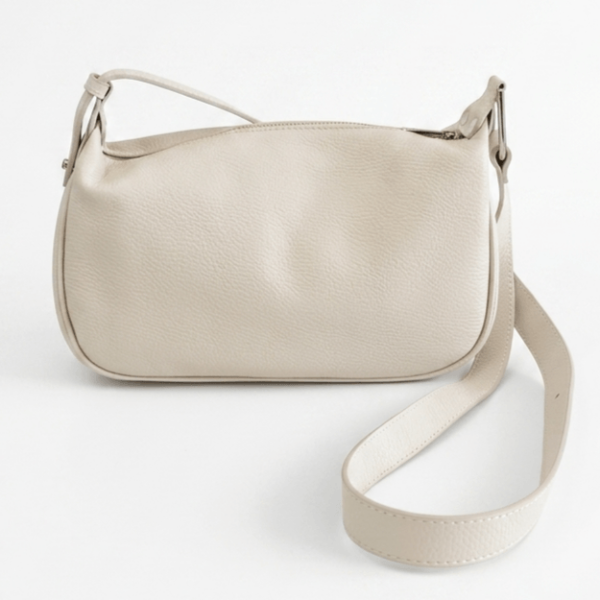 Beige genuine leather handbag made in Italy