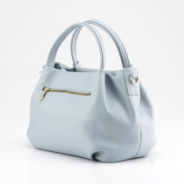 Baby blue genuine leather handbag