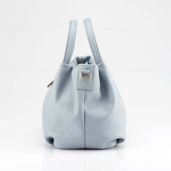 Baby blue genuine leather handbag