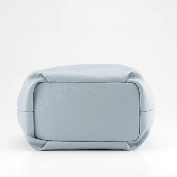 Baby blue genuine leather handbag