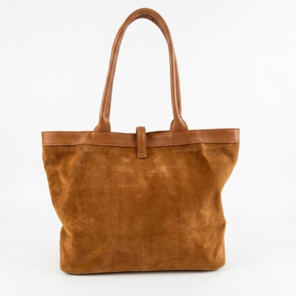 Brown Italian handbag made of natural suede and leather | Unique Fashion