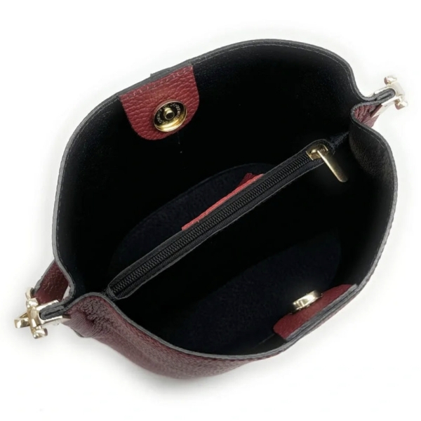 Luxury burgundy genuine leather women's handbag by Vera Pelle – Italian craftsmanship