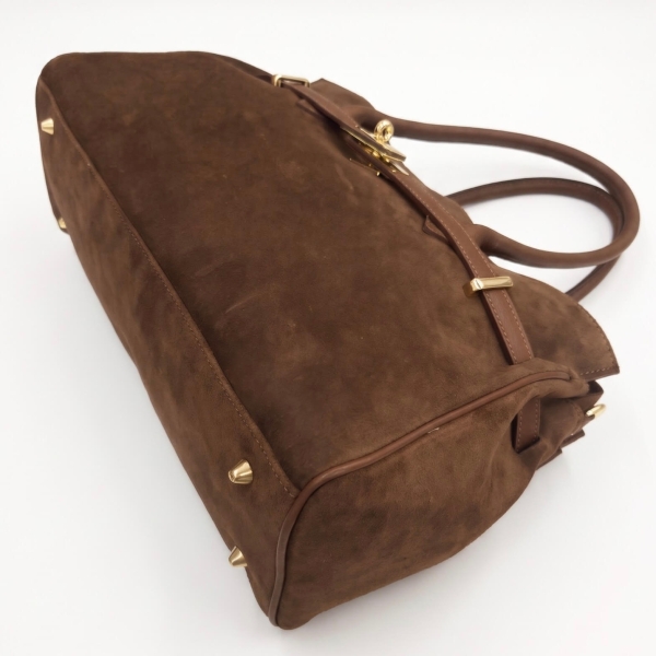 Cognac-colored Brown Suede Women's Handbag | Unique Fashion