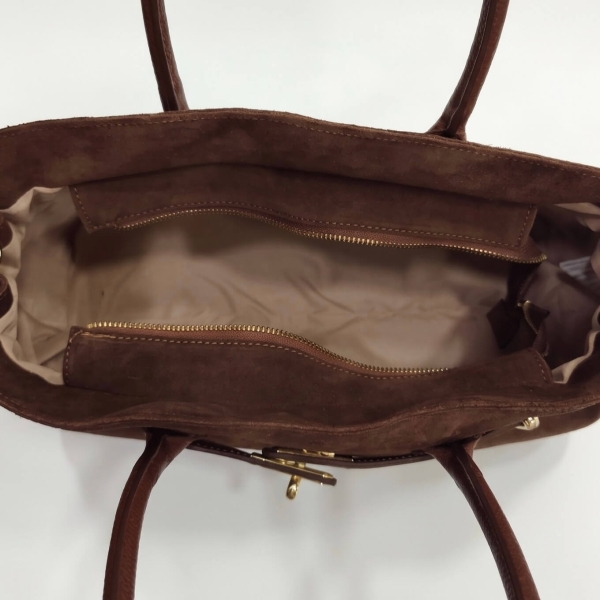 Cognac-colored Brown Suede Women's Handbag | Unique Fashion
