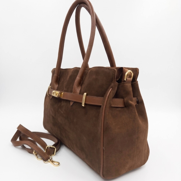 Cognac-colored Brown Suede Women's Handbag | Unique Fashion