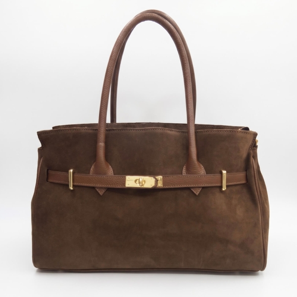 Cognac-colored Brown Suede Women's Handbag | Unique Fashion