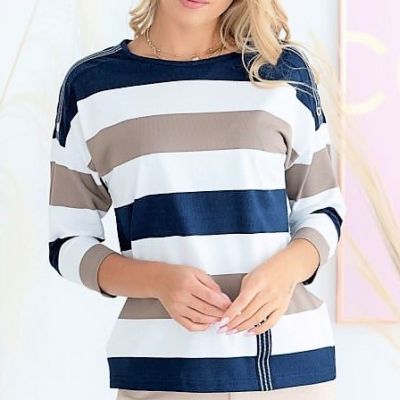 Women's blue and brown striped blouse